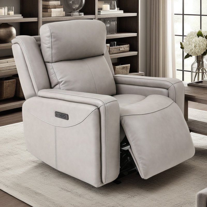Fauteuil inclinable électrique standard en cuir véritable de 37 po de largeur Yaeli
