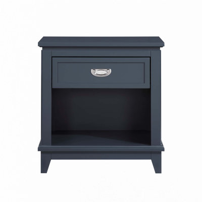 Navy Blue Finish 1pc Nightstand with Storage Drawer Bottom Shelf Classic Style Bedroom Furniture