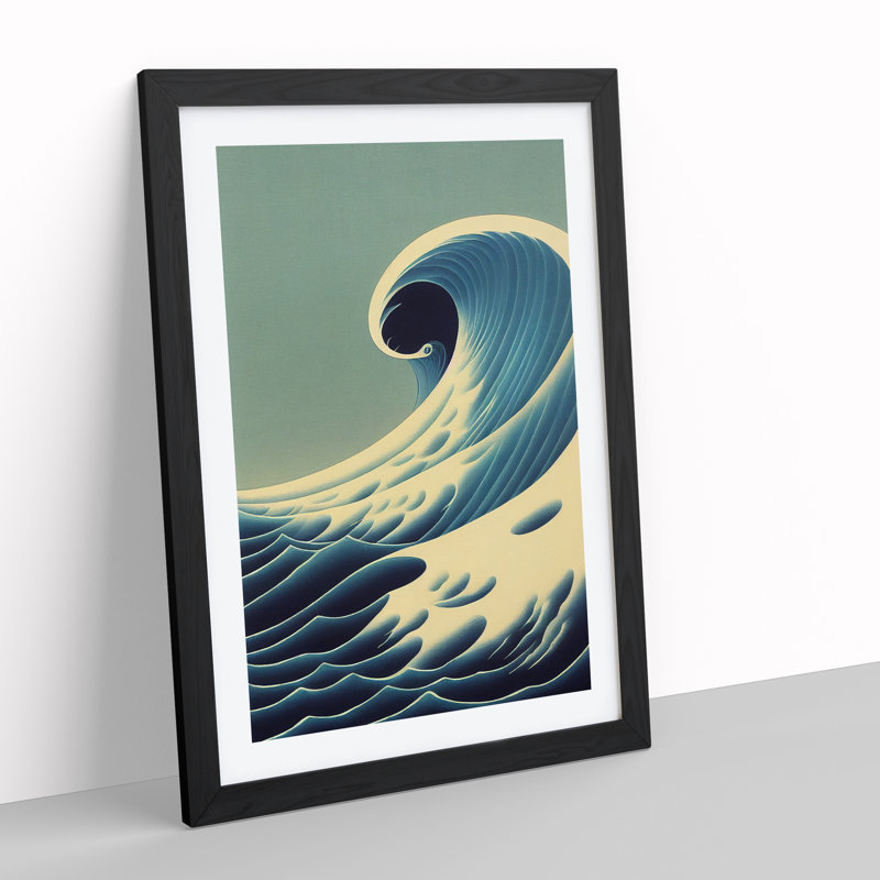 Curl Of The Ocean Wave - Single Picture Frame Print, 46cm H x 34cm W x 2cm D, Black Framed