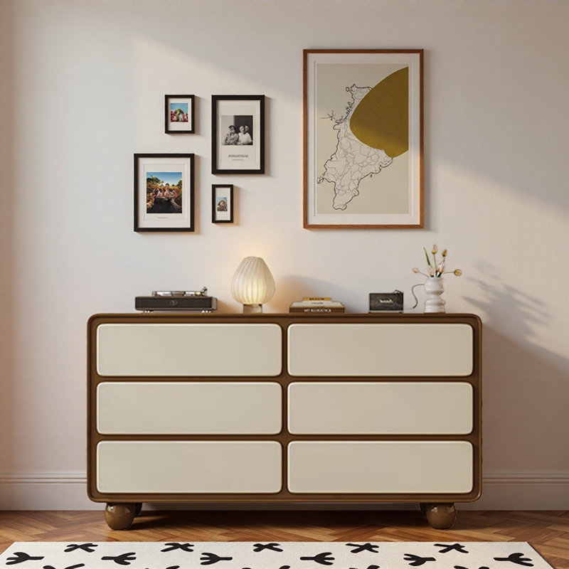 Buffet rétro français et à la mode, Brun / Beige, H 30,71 po x l 47,24 po x P 15,75 po