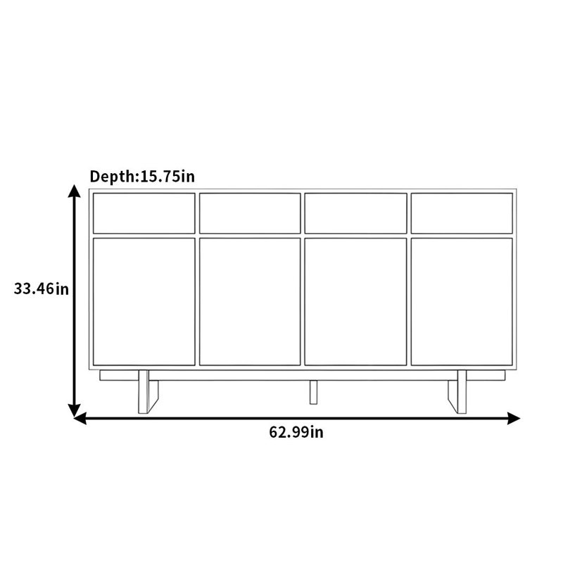 Retro Bone Line Sideboard, Black