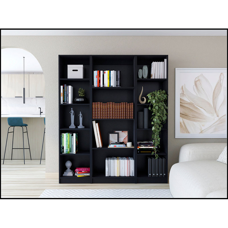Alexander Black 3 Piece Living Room Set with 3 Bookcases, Stylish and Functional for Modern Home Organization