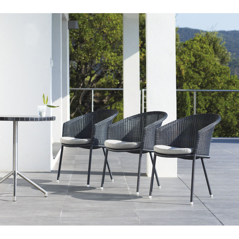 Trinity Wicker Patio Dining Armchair with Cushion, Black