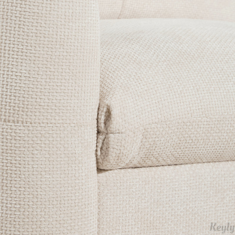 Fauteuil en chenille avec assise large, Beige