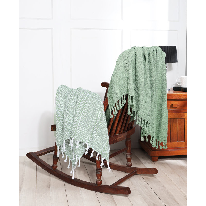 Jeté luxueux 100% coton, Sauge