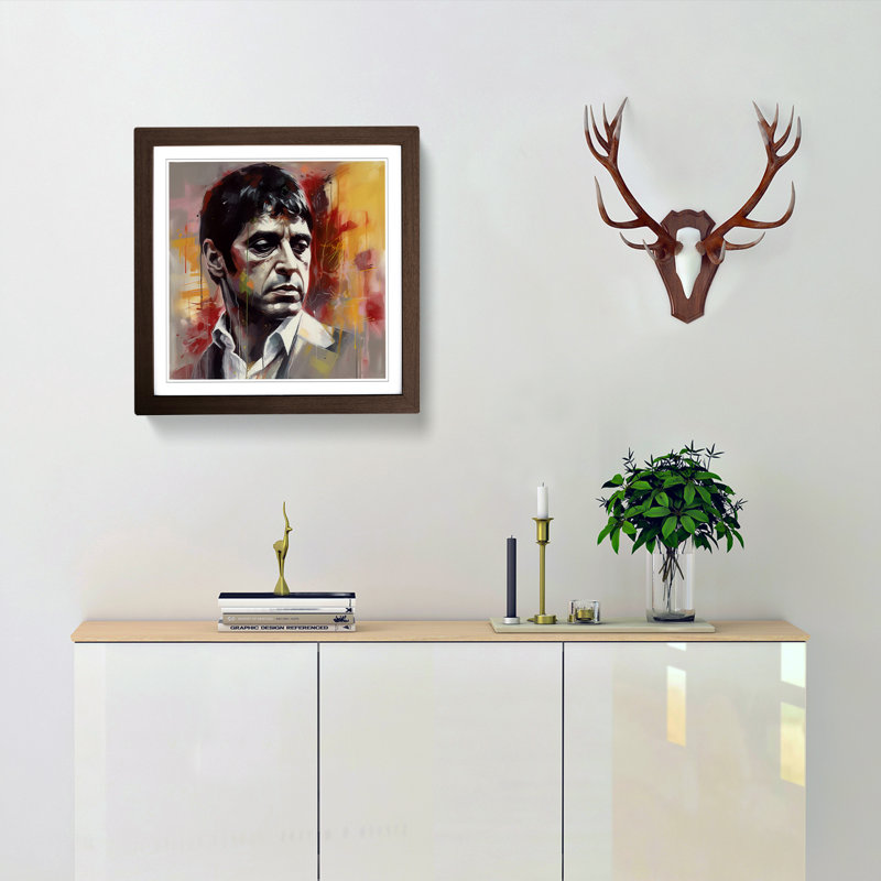 Scarface Gestural Art - Framed Print, Walnut