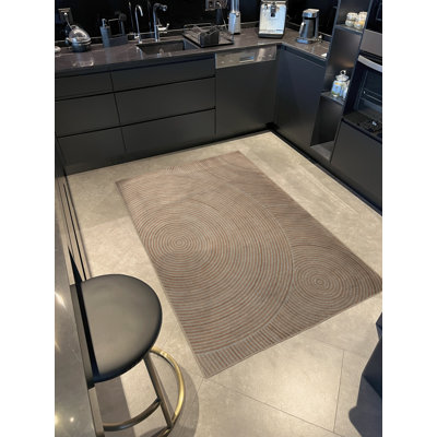 Tapis décoratif moderne à motif géométrique beige