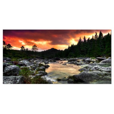 " Rocky Mountain River At Sunset "