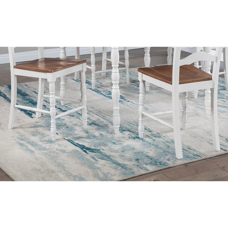 Ensemble de salle à manger 5 pièces à hauteur de comptoir 5 pièces 4 chaises en bois naturel aspect grain de bois