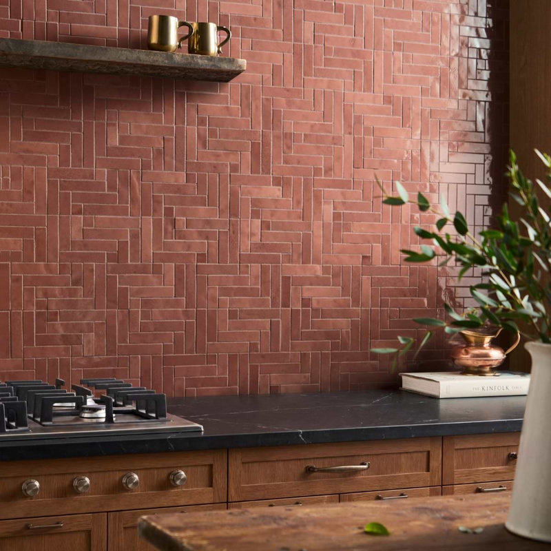 Zelora 1" Glossy Ceramic Mosaic Wall Tile, Chestnut Brown