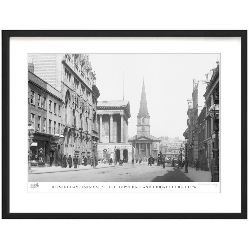 Birmingham, Paradise Street, Town Hall And Christ Church 1896 - Single Picture Frame Print, 40cm H x 50cm W x 2.3cm D
