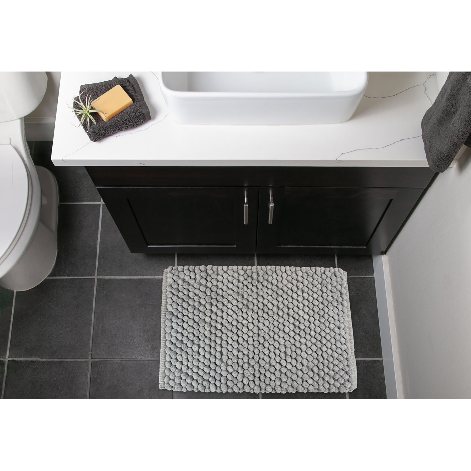 Dilly Bath Rug, 17" W x 24" L, Gray
