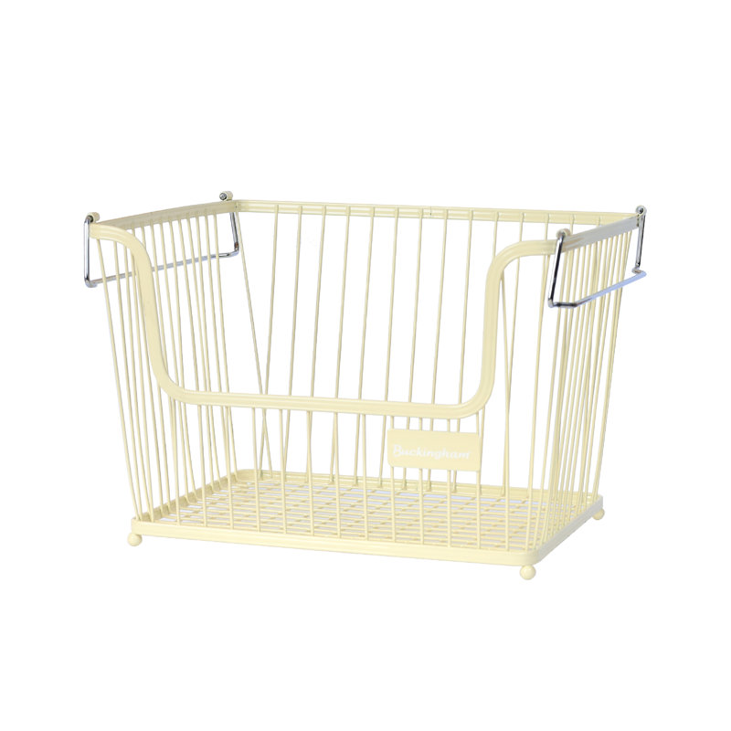 Buckingham Multi-Purpose Stackable Storage Organising Basket, 23cm H x 27.5cm W x 31.5cm D, Yellow