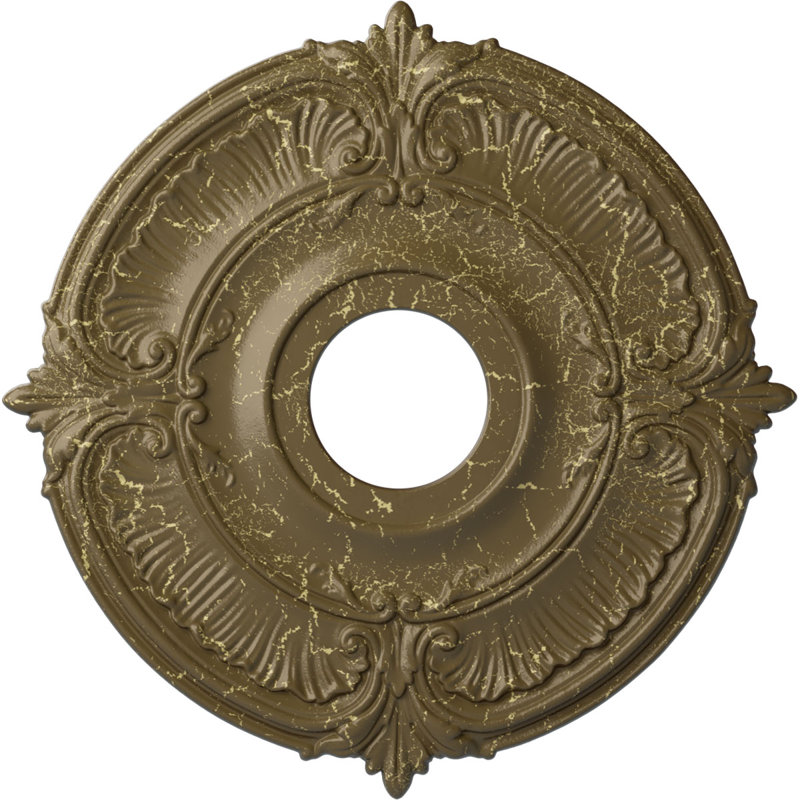 Médaillon de plafond H 18 po x l 18 po x P 0,625 po Attica, Boue Mississippi craquelée