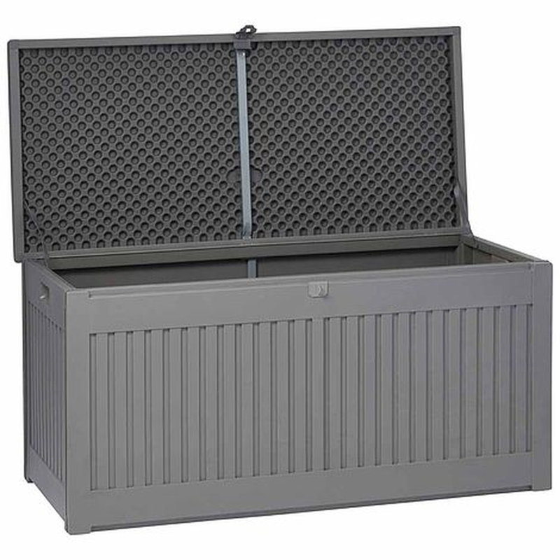 17 Stories Nyima 270 Litre Plastic Lockable Deck Box in Grey