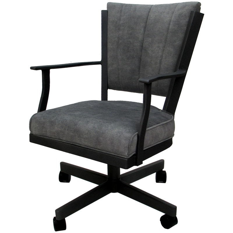 Danyael Metal Dining Caster Chair with Arms, Black, Outlier Charcoal