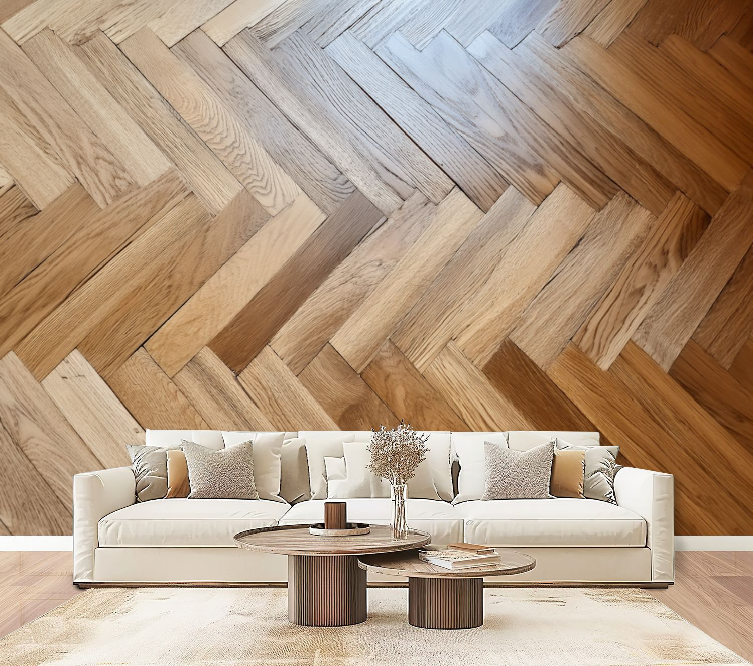Red Barrel Studio Peel and Stick Wallpaper Parquet herringbone Wooden ...