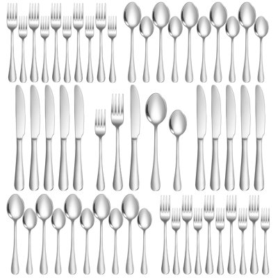 50-Piece Stainless Steel Flatware Set For 10 With Forks, Knives, Spoons & Salad Forks, Dishwasher Safe
