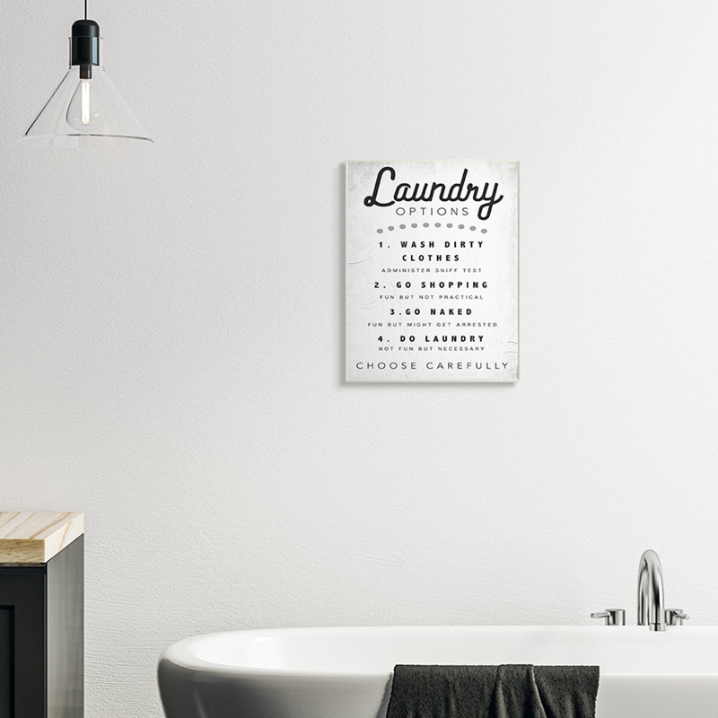 Options de lessive avec des instructions de nettoyage amusantes, Plaque murale, H 15 po x l 10 po