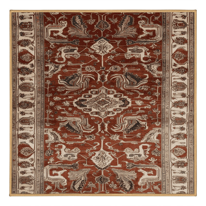Tapis brun lavable à la machine, Carré 6 pi