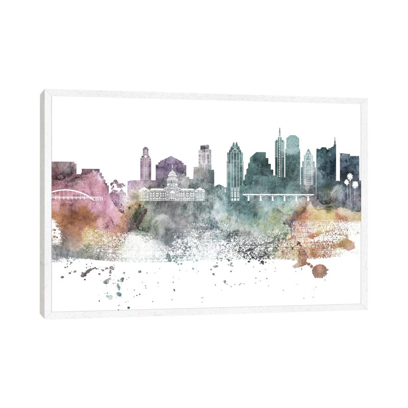 Austin Pastel Skylines - Print on Canvas, White Framed, 66.04 cm H x 45.72 cm W