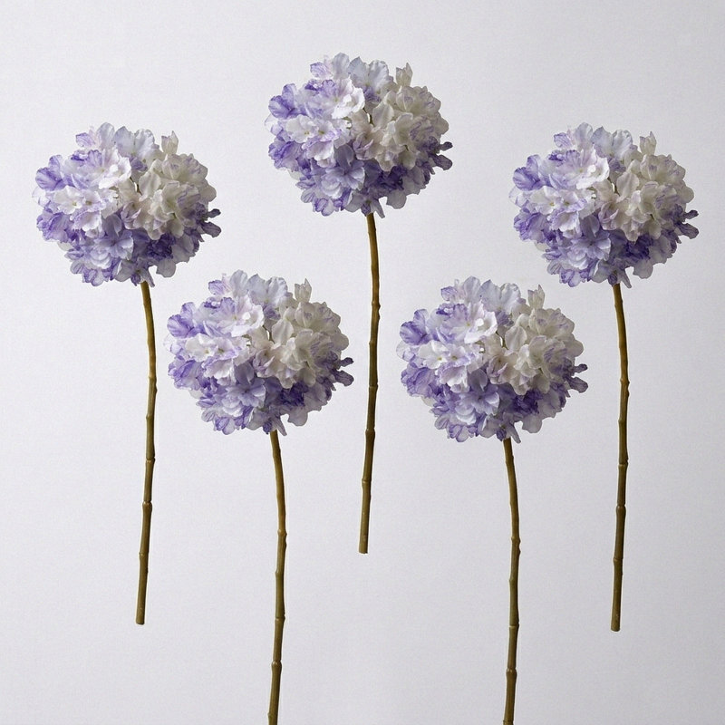 5 pièces d'arrangements floraux en soie artificielle rétro, Mauve clair