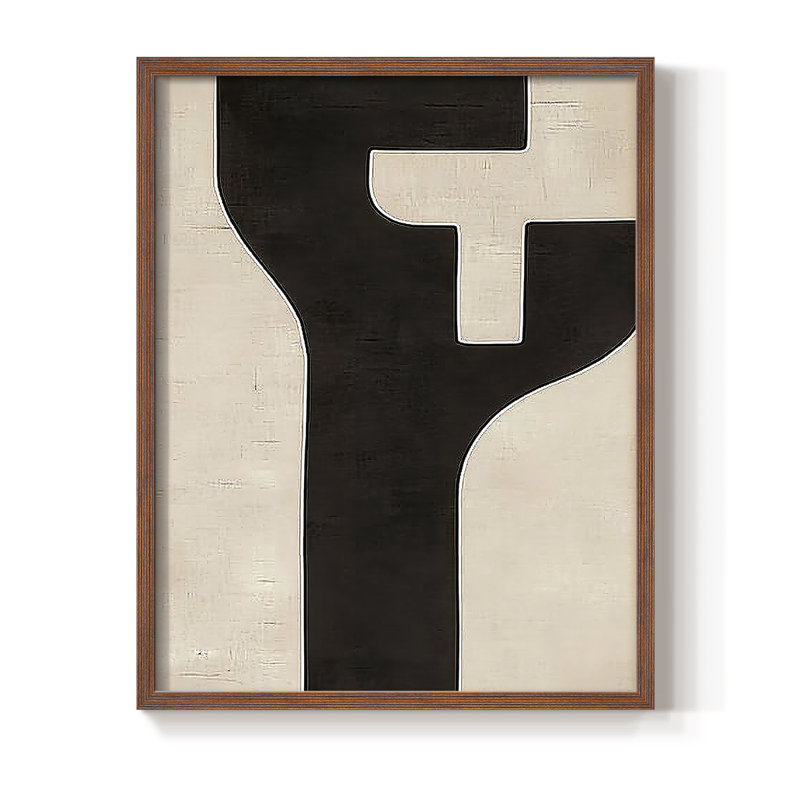 Abstrait, encadré, prêt à accrocher, H 29 po x l 23 po, Brun