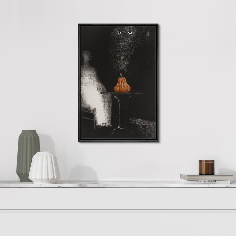 Moody Skull Moody, gothique foncé, citrouille, illustrations, art moderne, rustique, H 24 po x l 16 po, Cadre noir