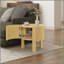 Table d'appoint ronde cannelée avec rangement pour le salon, bois d'hévéa massif, porte à fermeture en douceur, naturel, 19,6 po