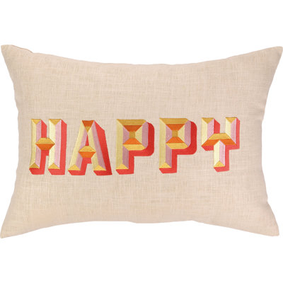 Embroidered Linen Throw Pillow