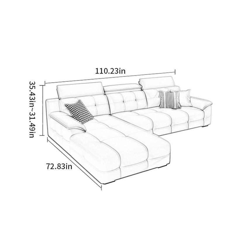 Canapé de luxe italien, H 35,43 po x l 110,23 po x P 72,83 po, 5