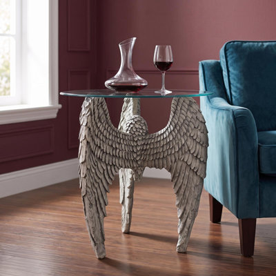 Angel Wings 21.5'' Tall Glass End Table