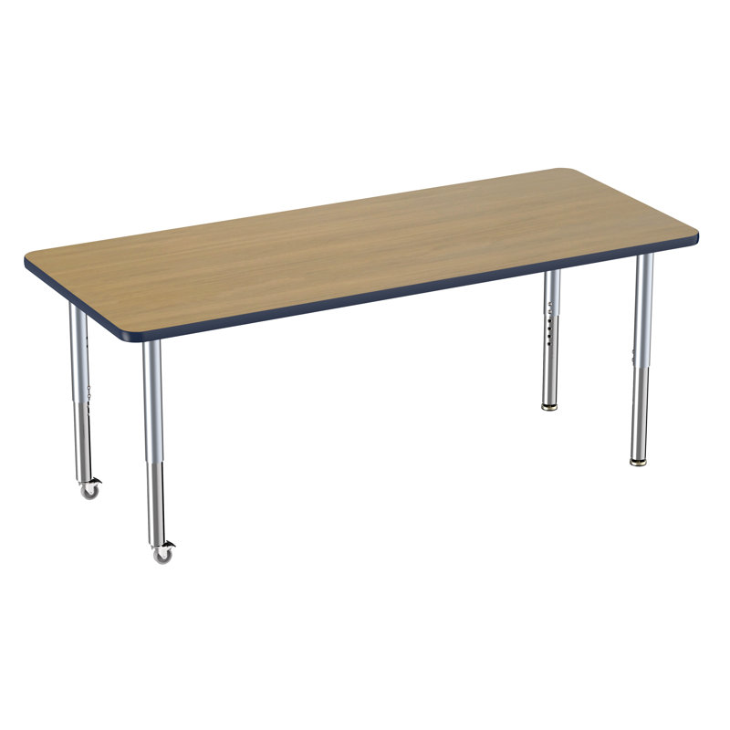 Table rectangulaire d'activité rectangulaire avec pieds réglables, 30" x 72", Chêne Pasadena / bleu marine, Super