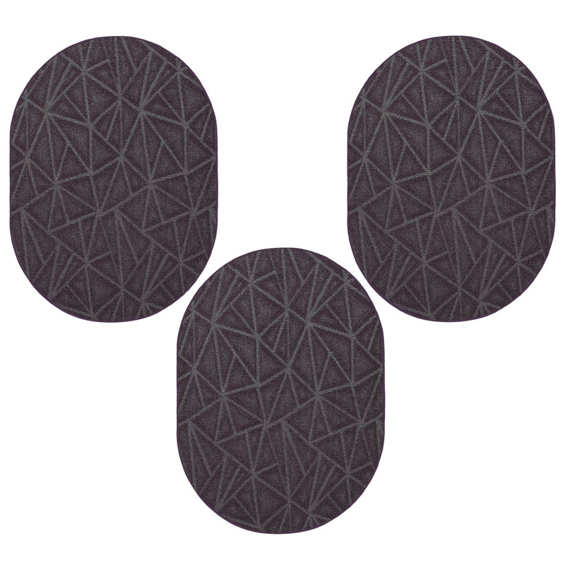 Ensemble de 3 tapis mauve raffiné intérieur / extérieur Furnish My Place, Ovale 2 pi x 3 pi