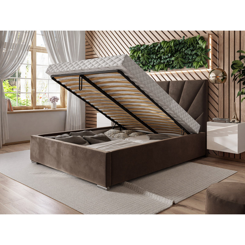 Maeystown Upholstered Ottoman Storage Bed, 160 x 200cm, Chocolate