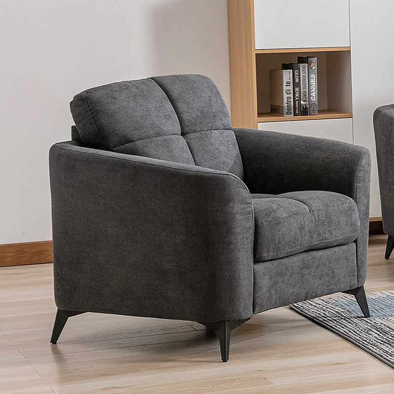 Chaise l 39 po en tissu gris, Gris