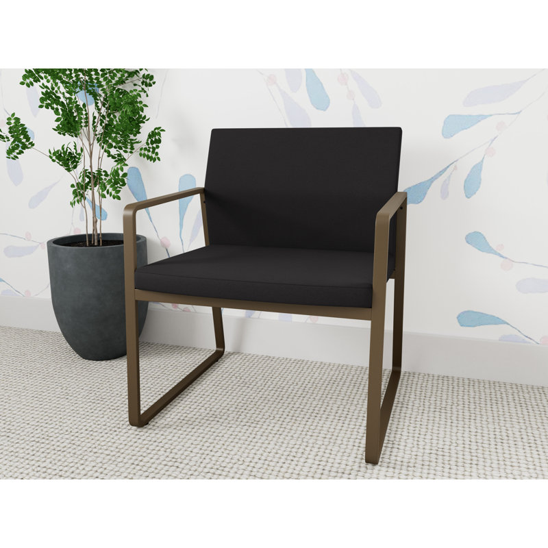 Chaise d'invité surdimensionnée Gansett, Bronze, Portes ouvertes en tissu noir