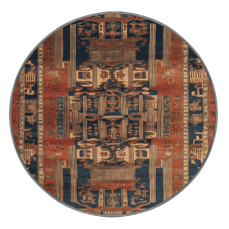 Tapis art déco brun lavable à la machine