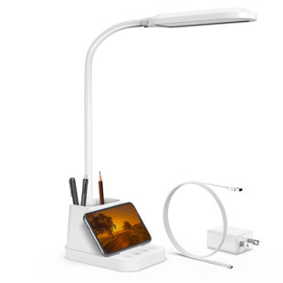 360 Lighting Modern Desk Table Lamp with USB Charging Port LED 20 High  Satin Black Metal Adjustable Arm for Bedroom Office