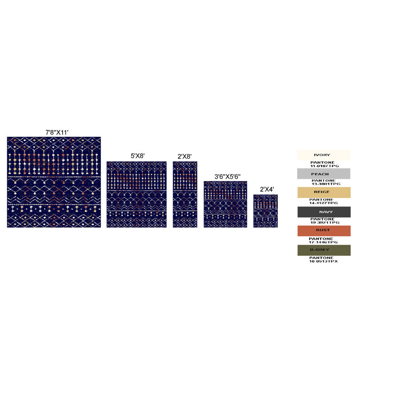 Geometric Indoor Rug, Rectangle 7'8" x 11'