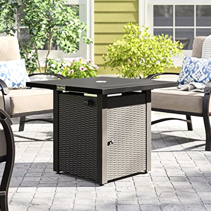 Table de foyer d'extérieur au gaz 28 po, 50 000 BTU, couvercle inclus et similaire, pierre de lave, flamme réglable, pour patio de jardin