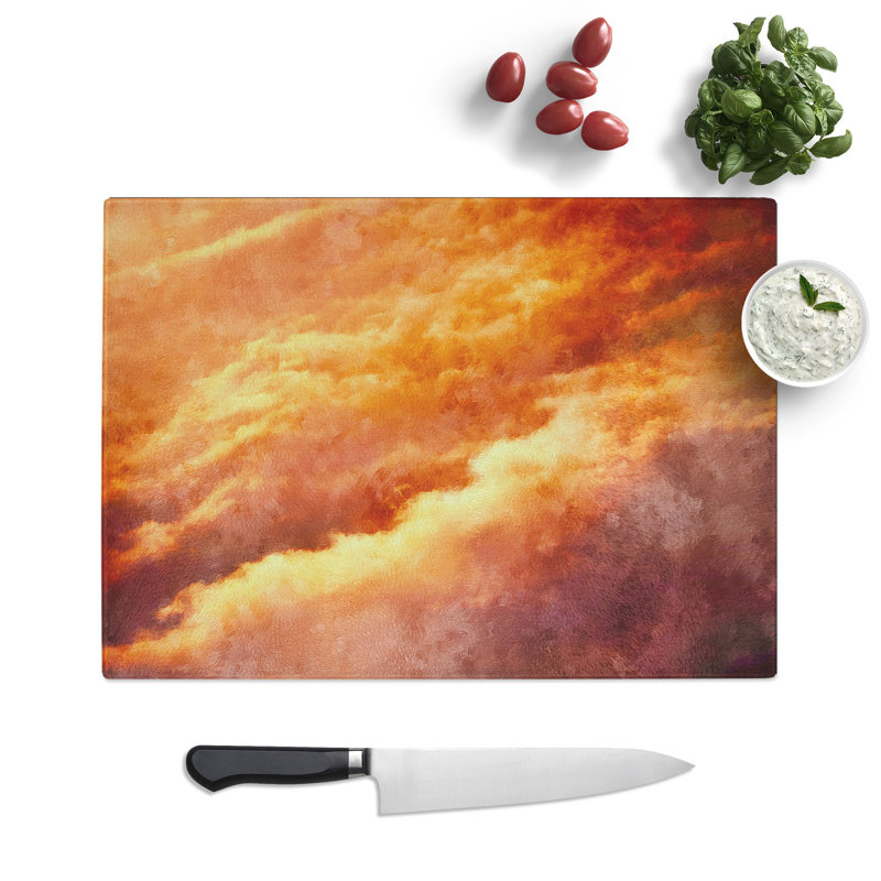 Tempered Glass Passing Clouds Chopping Board, 28.5 cm x 39 cm