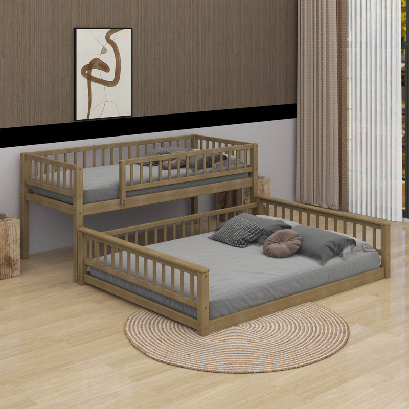 Lit simple superposé au-dessus d'un grand lit simple avec échelle, Walnut