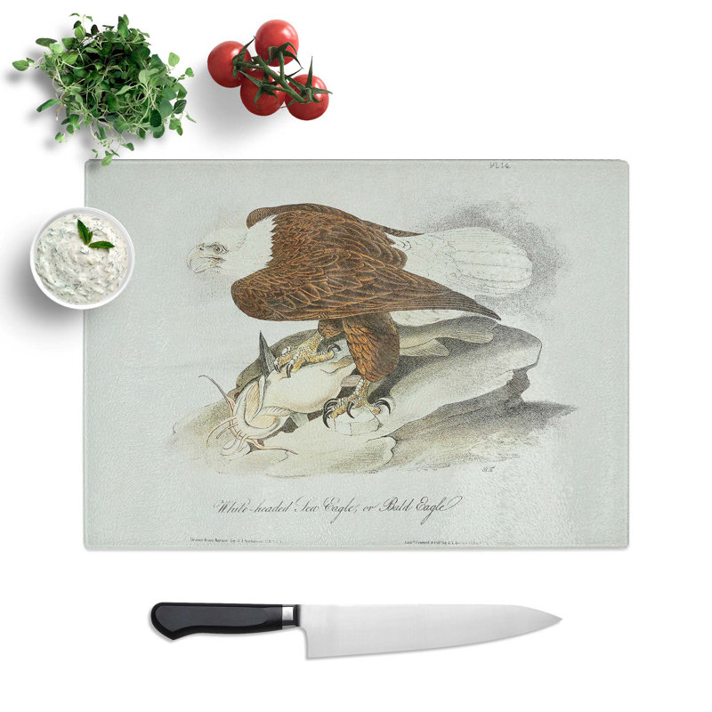 Tempered Glass Bald Eagle Chopping Board, 28.5 cm W x 20 cm L