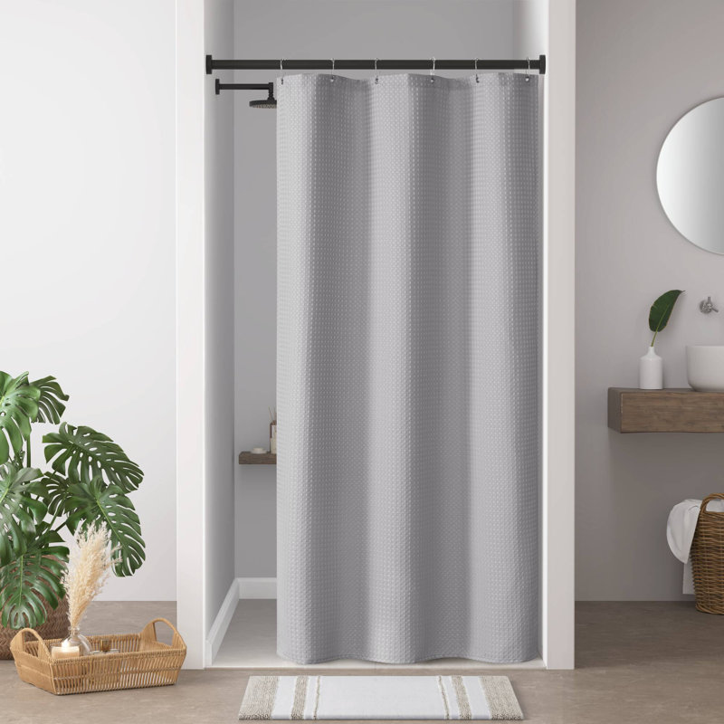 Rideau de douche Arbor Waffle, L 36 po x L 72 po, Blanc