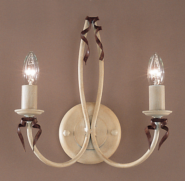 Lampe murale bougie 2 lumières Belluno, Ivoire brun