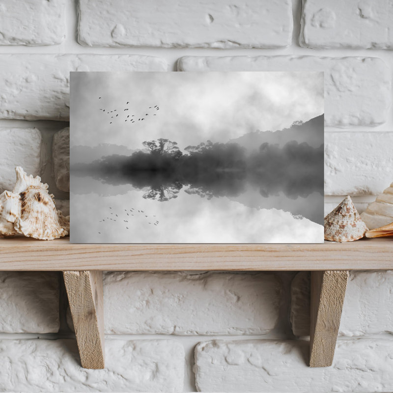 Contemporary Art Peaceful Serene Tranquil Bird Landscape Nature Wall Art - Wrapped Canvas Print, 45.72 cm H x 30.48 cm W