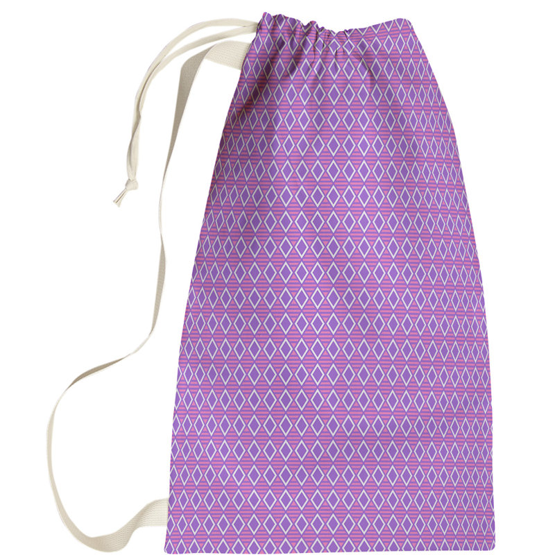 Sac à linge à motif géométrique, Grand (H 76,5 po x l 29,5 po x 1,5 po), Mauve / Rose