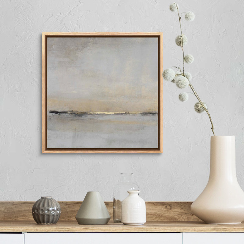 «Horizontal Flow II» par Tim O'Toole - Peinture sur toile, Toile avec cadre photo, H 17,25 po x l 17,25 po, Naturel flottant