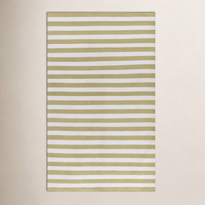 Rockaway Green Hand-Woven Striped Outdoor Rug